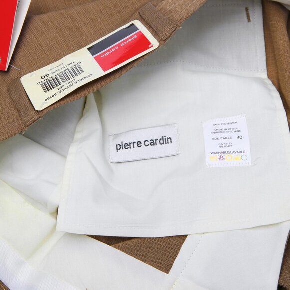 Vintage Pierre Cardin Dress Pants Trousers Flat Front Slacks Tan Sz 40 NEW - Picture 7 of 13